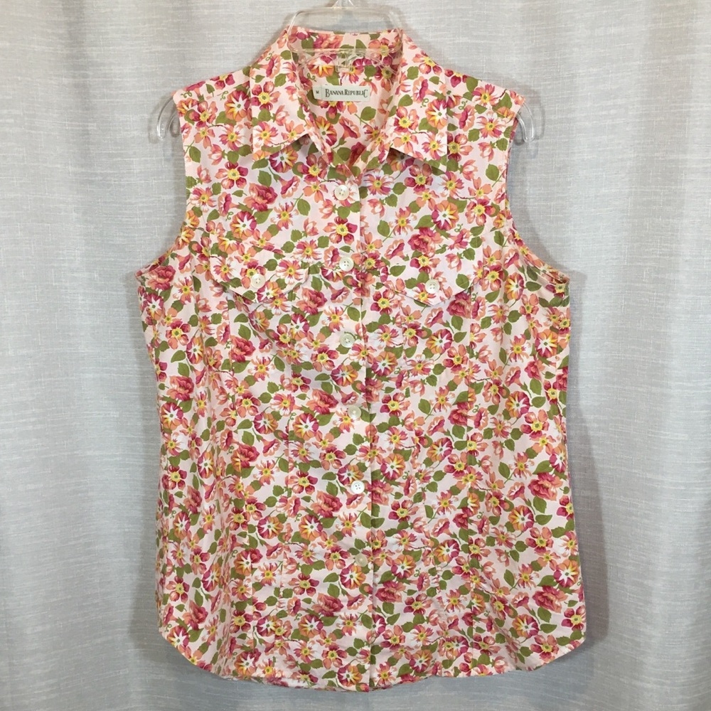 Banana Republic Sleeveless Summer Floral Top sz M